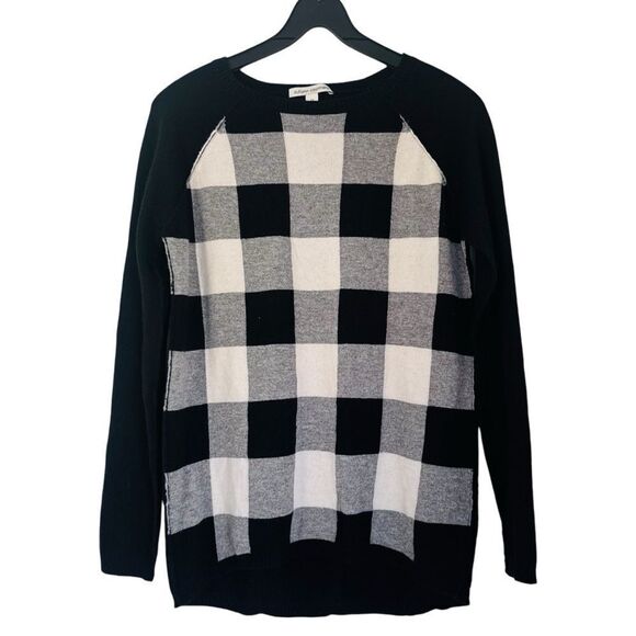 Autumn Cashmere Black/White Crew Neck Buffalo Check Sweater Size XS - Picture 1 of 4
